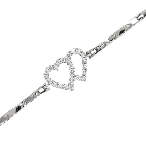 Estate 14K White Gold Diamond Heart Bracelet Georgetown Jewelers Wood Dale, IL