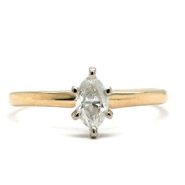 Estate 14K Yellow Gold Marquise Diamond Solitaire Engagement Ring Georgetown Jewelers Wood Dale, IL