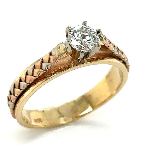 Estate 14K Tri Color Gold Diamond Engagement Ring Image 2 Georgetown Jewelers Wood Dale, IL