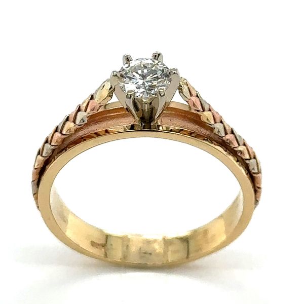 Estate 14K Tri Color Gold Diamond Engagement Ring Georgetown Jewelers Wood Dale, IL