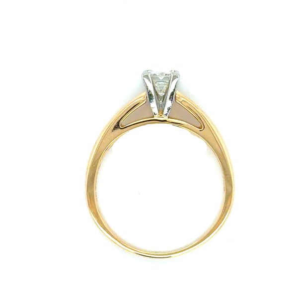 Estate 14K Yellow Gold Princess Cut Diamond Cathedral Style Solitaire Ring Image 2 Georgetown Jewelers Wood Dale, IL