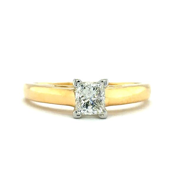 Estate 14K Yellow Gold Princess Cut Diamond Cathedral Style Solitaire Ring Georgetown Jewelers Wood Dale, IL