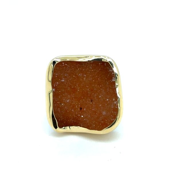 Estate Sterling Silver & 18K Yellow Gold Rough Orange Drusy Quartz Ring Georgetown Jewelers Wood Dale, IL