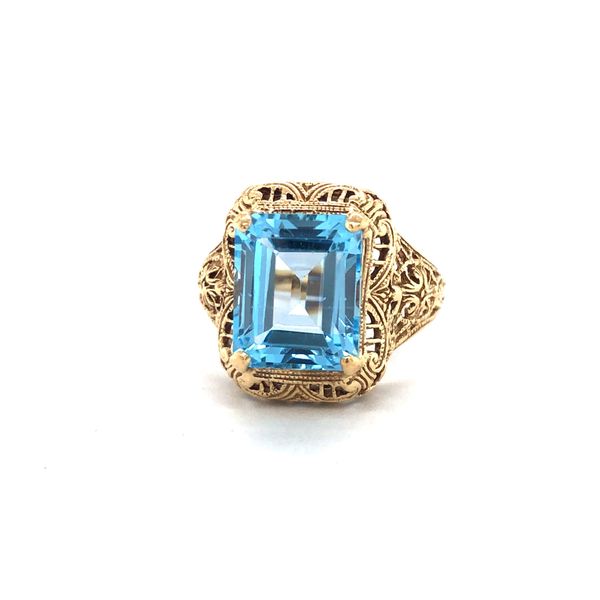 Estate Blue Topaz Filigree Ring Georgetown Jewelers Wood Dale, IL