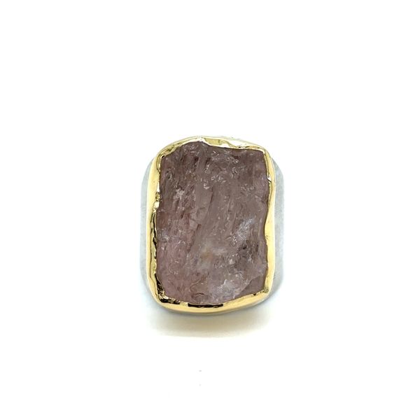 Estate Sterling Silver & 18K Yellow Gold Rough Rose Quartz Ring Georgetown Jewelers Wood Dale, IL