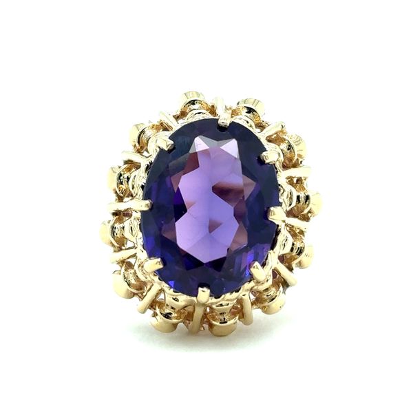 Estate 14K Yellow Gold Imitation Purple Gemstone Ring Georgetown Jewelers Wood Dale, IL