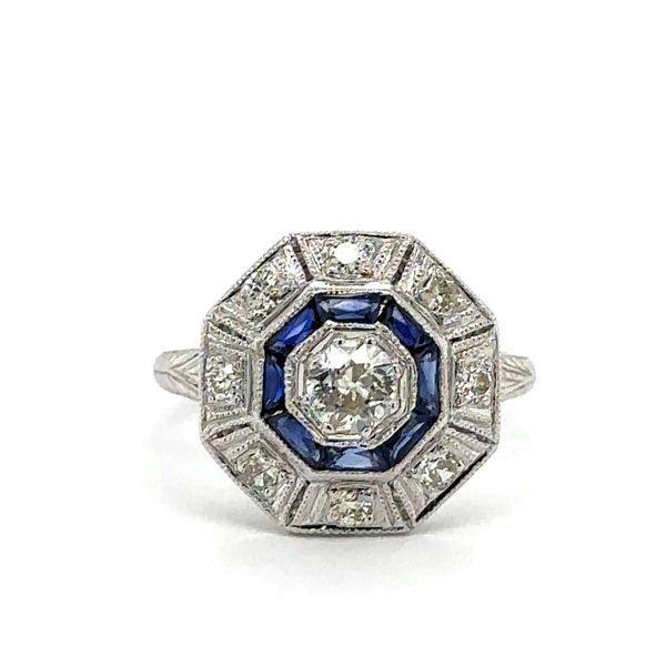 Estate European Cut Sapphire & Diamond Ring Georgetown Jewelers Wood Dale, IL