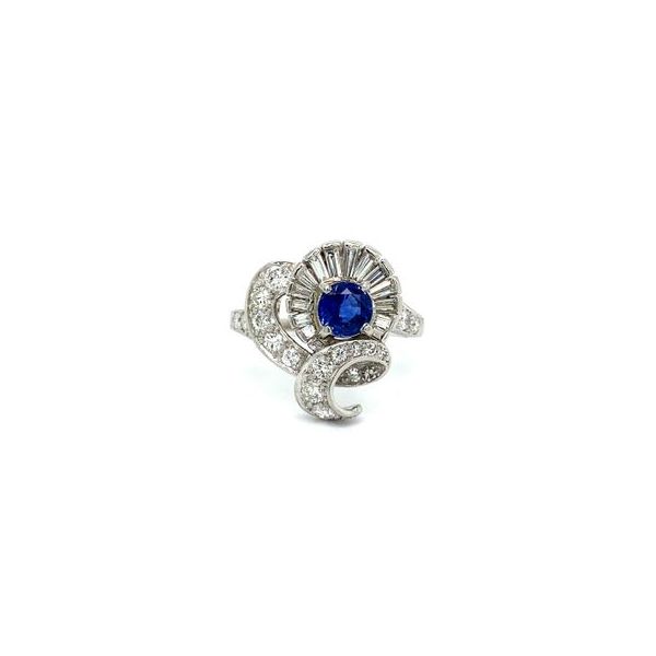 Estate Platinum Sapphire & Diamond Ring Georgetown Jewelers Wood Dale, IL