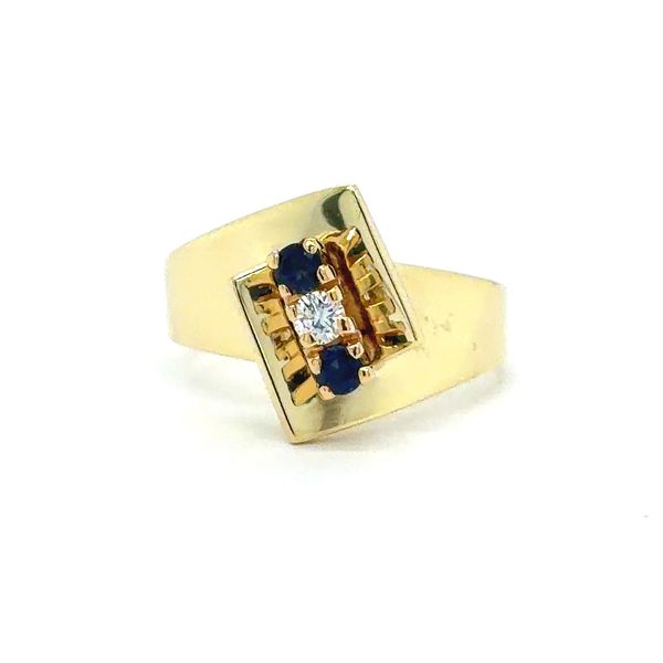 Estate Yellow Gold Diamond & Sapphire Ring Georgetown Jewelers Wood Dale, IL