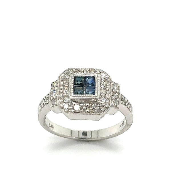 Estate 14K White Gold Sapphire & Diamond Ring Image 2 Georgetown Jewelers Wood Dale, IL