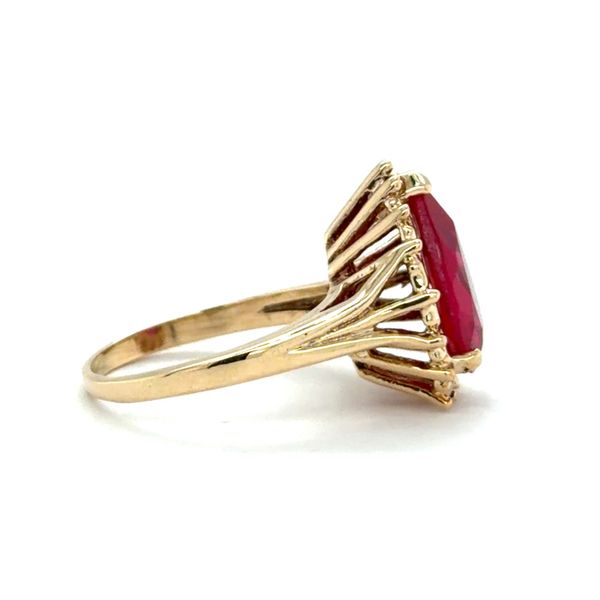 Estate 10K Yellow Gold Lab Grown Ruby Ring Image 2 Georgetown Jewelers Wood Dale, IL
