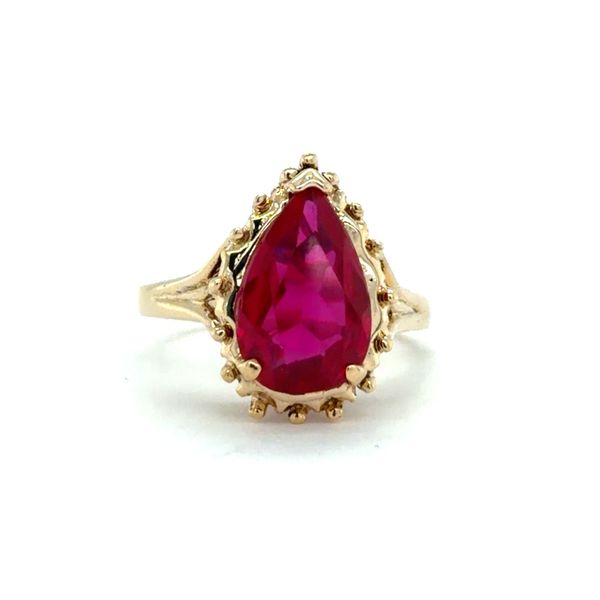 Estate 10K Yellow Gold Lab Grown Ruby Ring Georgetown Jewelers Wood Dale, IL