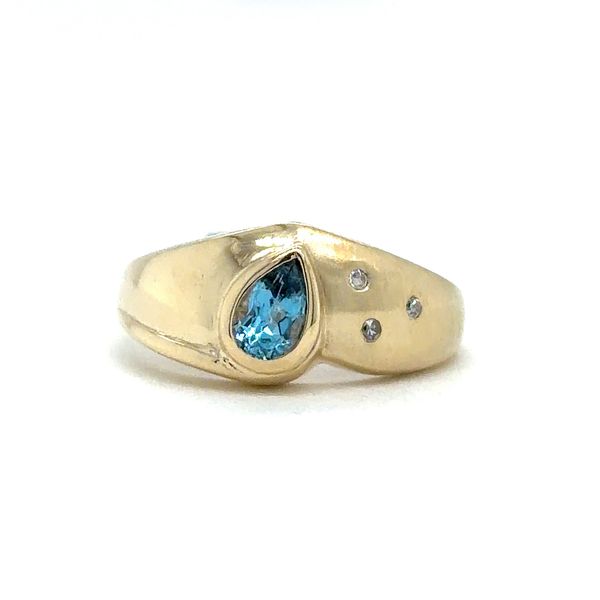 Estate Ladies Yellow Gold Sapphire & Diamond Band Georgetown Jewelers Wood Dale, IL