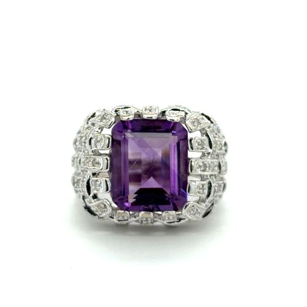 Estate White Gold Amethyst & Diamond Ring Georgetown Jewelers Wood Dale, IL