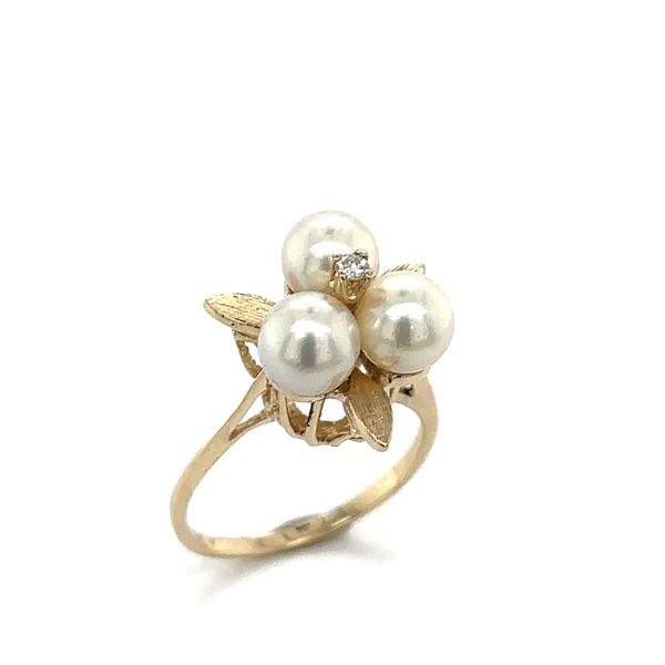 Estate 14K Yellow Gold Pearl & Diamond Ring Image 2 Georgetown Jewelers Wood Dale, IL