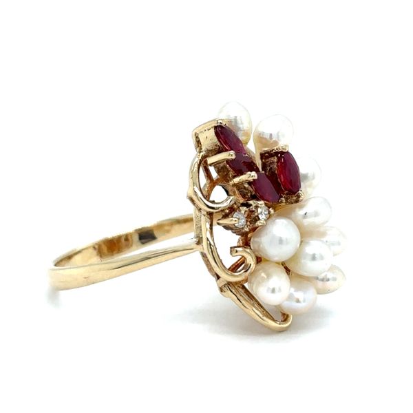 Estate 14K Yellow Gold Pearl & Ruby Ring Image 2 Georgetown Jewelers Wood Dale, IL