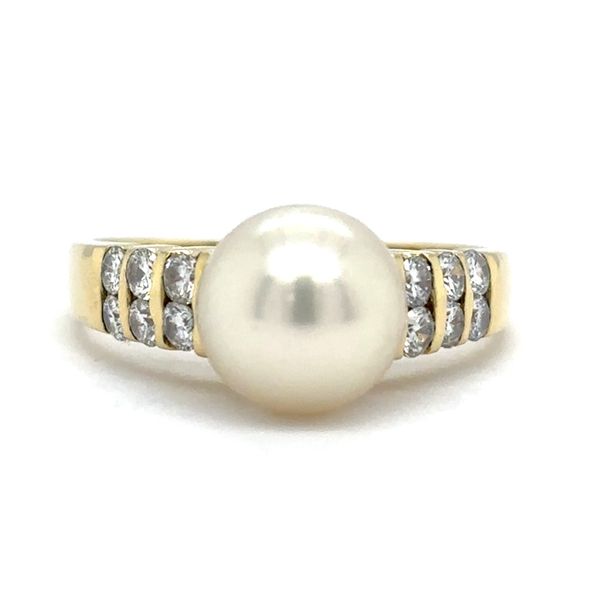 Estate 18K Yellow Gold Pearl & Diamond Ring Georgetown Jewelers Wood Dale, IL
