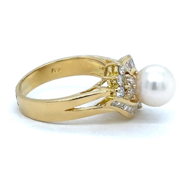 Estate 18K Yellow Gold Pearl & Diamond Ring Image 2 Georgetown Jewelers Wood Dale, IL