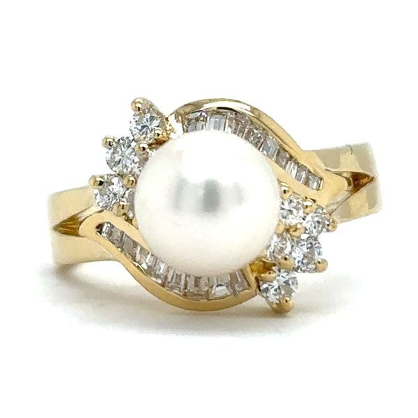 Estate 18K Yellow Gold Pearl & Diamond Ring Georgetown Jewelers Wood Dale, IL