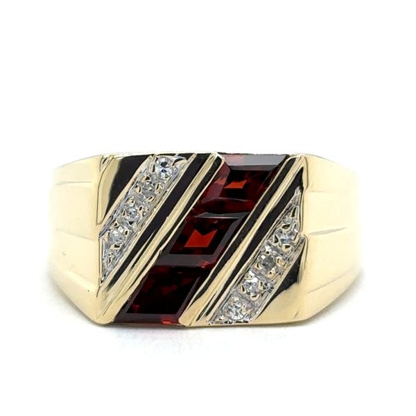 Estate 14K Yellow Gold Garnet & Diamond Ring Georgetown Jewelers Wood Dale, IL