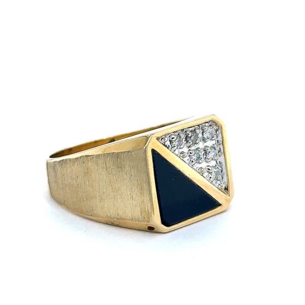 Estate 14K Yellow Gold Onyx & Diamond Ring Image 2 Georgetown Jewelers Wood Dale, IL