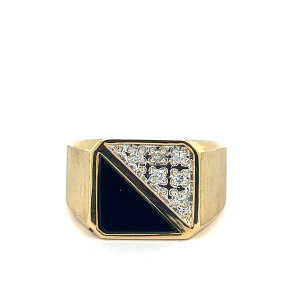 Estate 14K Yellow Gold Onyx & Diamond Ring Georgetown Jewelers Wood Dale, IL