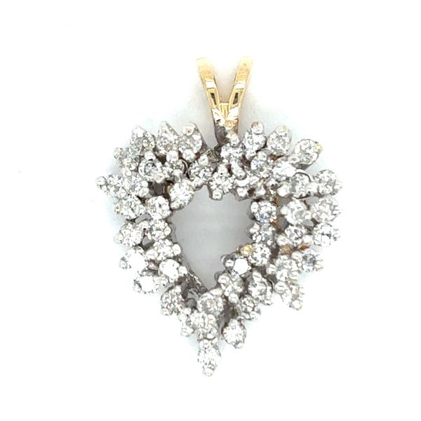 Estate 14K Two Tone Gold Diamond Heart Pendant Georgetown Jewelers Wood Dale, IL