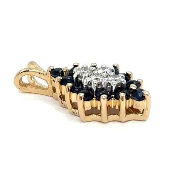 Estate 14K Yellow Gold Marquise Shape Sapphire and Diamond Pendant Image 2 Georgetown Jewelers Wood Dale, IL