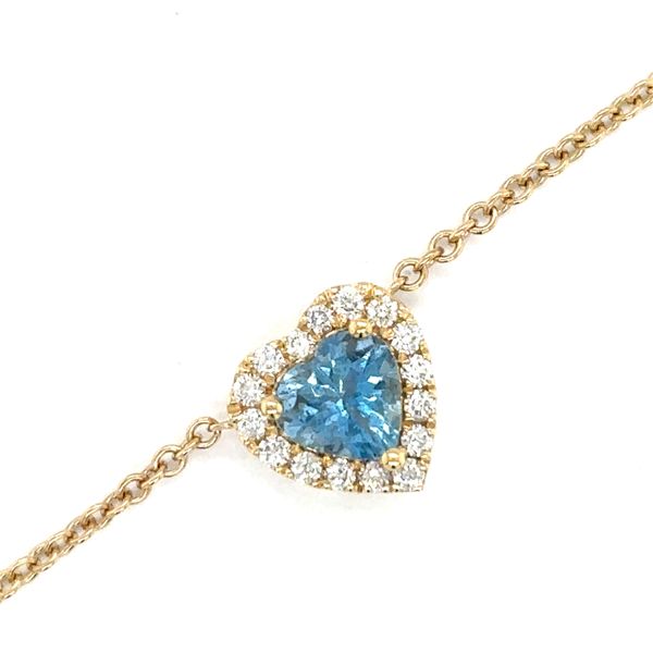 Estate 14K Yellow Gold Aquamarine & Diamond Necklace Image 2 Georgetown Jewelers Wood Dale, IL