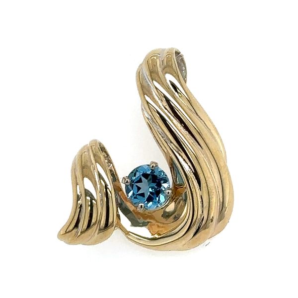 Estate 14K Yellow Gold Blue Topaz Slide Pendant Georgetown Jewelers Wood Dale, IL