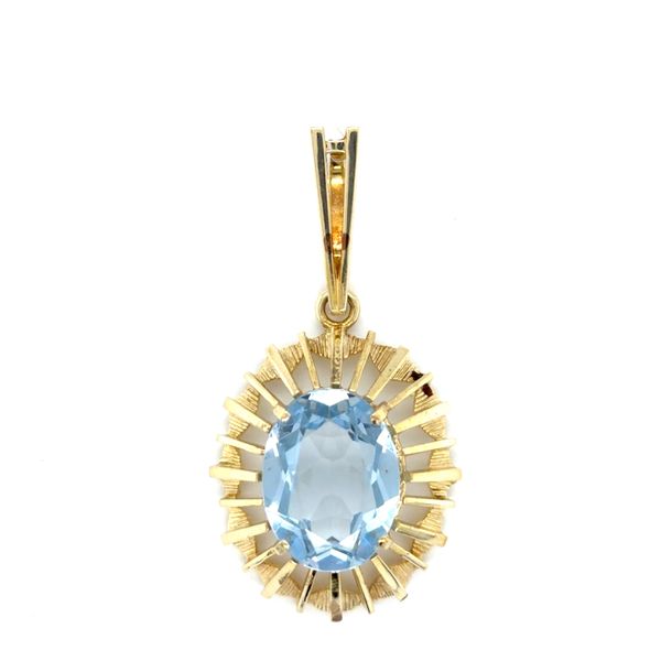 Estate Yellow Gold Light Blue Synthetic Spinel Pendant Georgetown Jewelers Wood Dale, IL