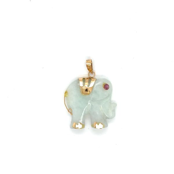 Estate Yellow Gold Jadeite Jade Elephant Pendant Georgetown Jewelers Wood Dale, IL