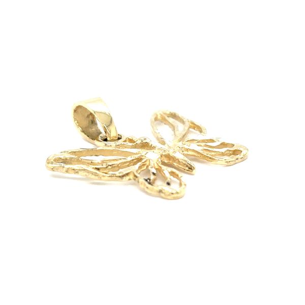 Estate 14K Yellow Gold Diamond Cut Butterfly Pendant Image 2 Georgetown Jewelers Wood Dale, IL