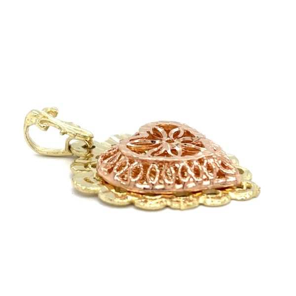 Estate 14K Yellow and Rose Gold Heart Pendant Image 2 Georgetown Jewelers Wood Dale, IL