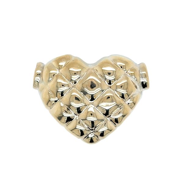 Estate 14K Yellow Gold Quilted Puff Heart Slide Pendant Georgetown Jewelers Wood Dale, IL