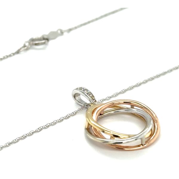 Estate Gold Triple Circle & Diamond Knot Pendant Image 2 Georgetown Jewelers Wood Dale, IL