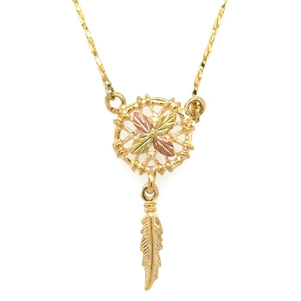 EstateTr-Color Gold Dreamcatcher Necklace Image 2 Georgetown Jewelers Wood Dale, IL