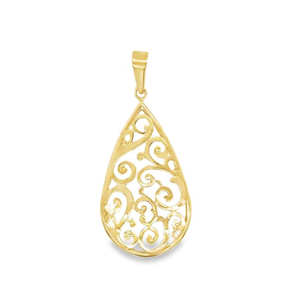 Estate 14K Yellow Gold Filigree Scroll Pendant Georgetown Jewelers Wood Dale, IL