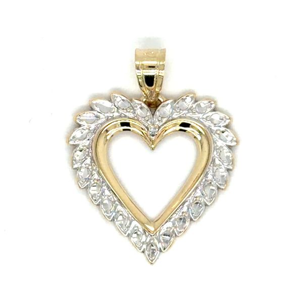 Estate 14K Two-Tone Gold Open Heart Pendant Georgetown Jewelers Wood Dale, IL
