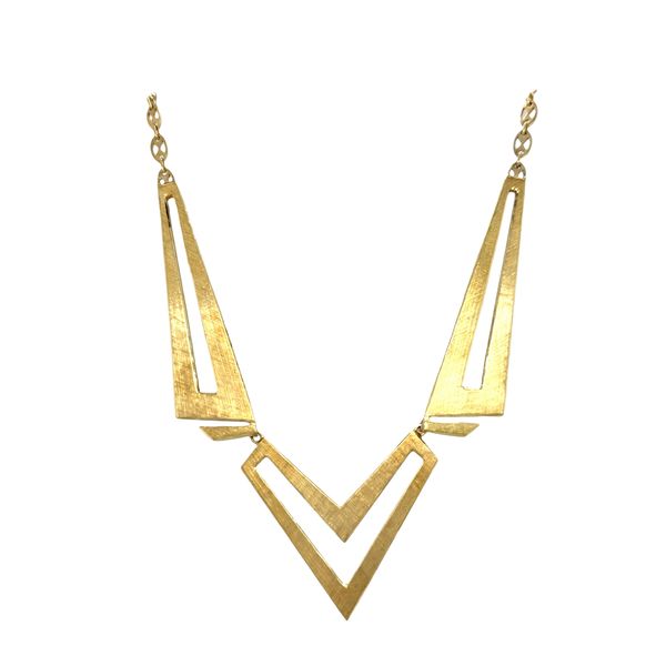 Estate 18K Yellow Gold Hinged Geometric Shield Necklace Georgetown Jewelers Wood Dale, IL