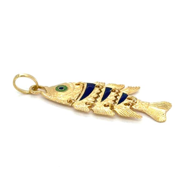 Estate Yellow Gold Enameled Articulated Fish Pendant Image 2 Georgetown Jewelers Wood Dale, IL