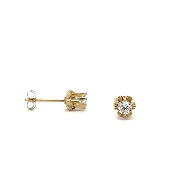 Estate 14K Yellow Gold Diamond Buttercup Stud Earrings Georgetown Jewelers Wood Dale, IL