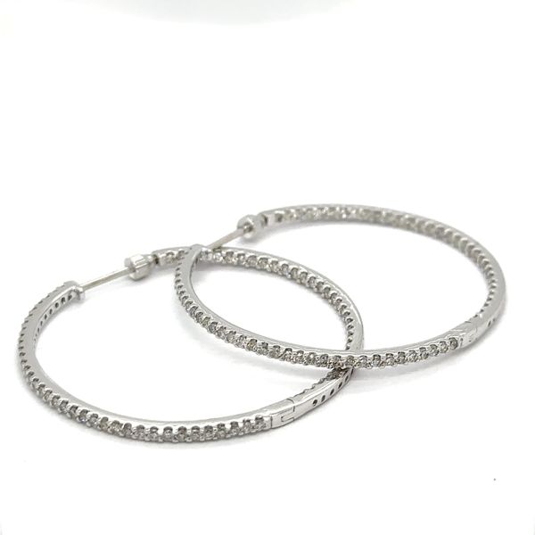 Estate 14K White Gold Diamond Inside/Out Hoop Earrings Georgetown Jewelers Wood Dale, IL