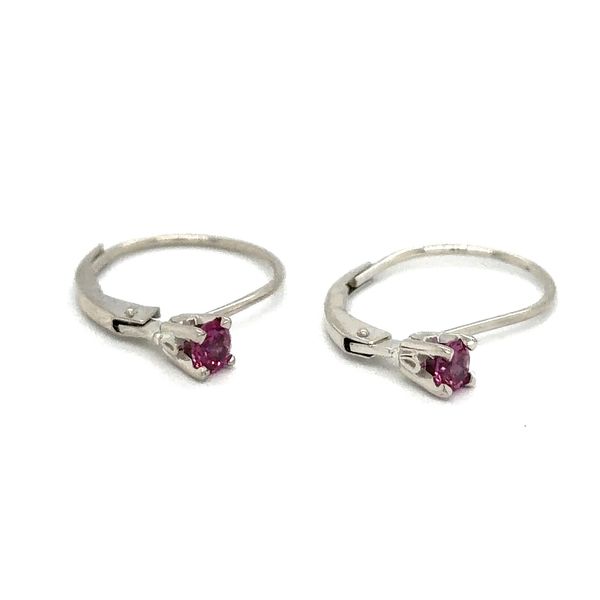 Estate Gold Imitation Ruby Leverback Earrings Image 2 Georgetown Jewelers Wood Dale, IL