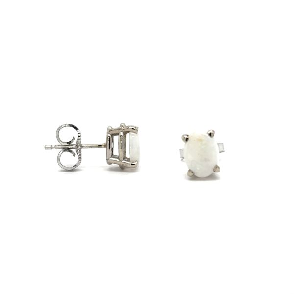 Estate 14K White Gold Opal Stud Earrings Georgetown Jewelers Wood Dale, IL