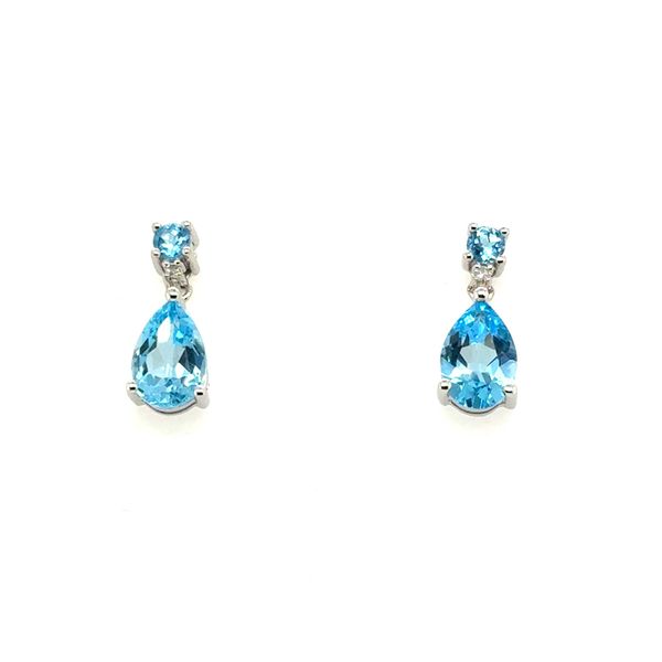 Estate Gold Blue Topaz & Diamond Earrings Georgetown Jewelers Wood Dale, IL