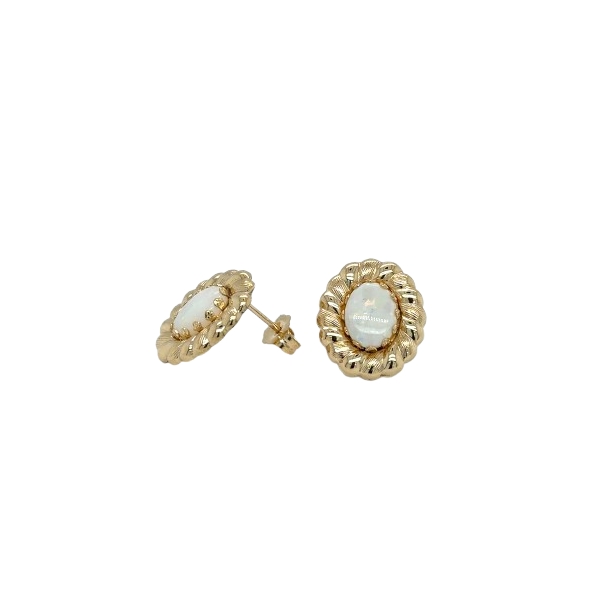 Estate Opal Button Framed Earrings Georgetown Jewelers Wood Dale, IL