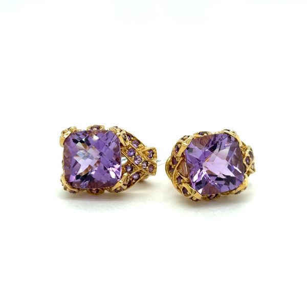 Estate Yellow Gold Amethyst Earrings Georgetown Jewelers Wood Dale, IL