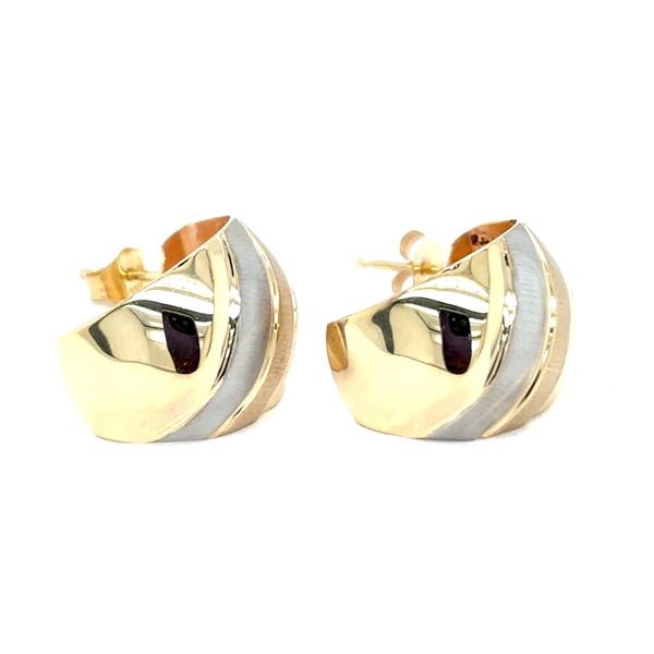 Estate 10K Two Tone Gold Hoop Earings Image 2 Georgetown Jewelers Wood Dale, IL