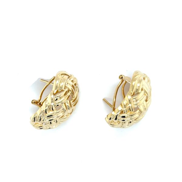 Estate Yellow Gold Woven Earrings With Omega Backs Image 2 Georgetown Jewelers Wood Dale, IL